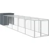HELLOSHOP26 - Poulailler enclos cage poules avec cour 110 x 609 x 110 cm acier galvanisé anthracite