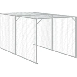 HELLOSHOP26 - Poulailler enclos cage poules avec cour 110 x 609 x 110 cm acier galvanisé anthracite