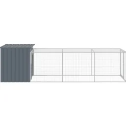 HELLOSHOP26 - Poulailler enclos cage poules avec cour 110 x 405 x 110 cm acier galvanisé anthracite