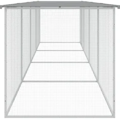 HELLOSHOP26 - Poulailler enclos cage poules avec toit clair 403 x 98 x 90 cm acier galvanisé gris