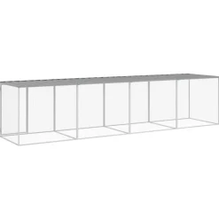 HELLOSHOP26 - Poulailler enclos cage poules avec toit clair 403 x 98 x 90 cm acier galvanisé gris