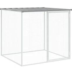 HELLOSHOP26 - Poulailler enclos cage poules avec toit clair 403 x 98 x 90 cm acier galvanisé gris