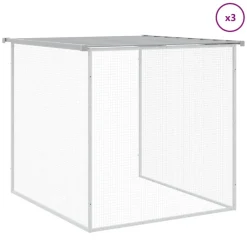 HELLOSHOP26 - Poulailler enclos cage poules avec toit clair 403 x 98 x 90 cm acier galvanisé gris