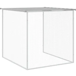 HELLOSHOP26 - Poulailler enclos cage poules avec toit clair 403 x 98 x 90 cm acier galvanisé gris