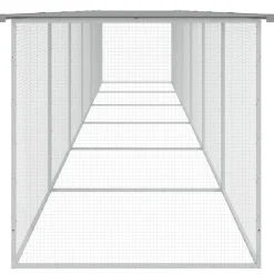 HELLOSHOP26 - Poulailler enclos cage poules avec toit clair 603 x 98 x 90 cm acier galvanisé gris