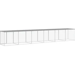HELLOSHOP26 - Poulailler enclos cage poules avec toit clair 603 x 98 x 90 cm acier galvanisé gris