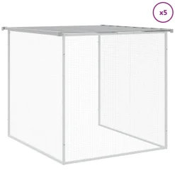HELLOSHOP26 - Poulailler enclos cage poules avec toit clair 603 x 98 x 90 cm acier galvanisé gris