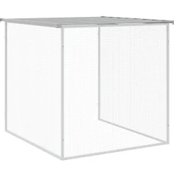 HELLOSHOP26 - Poulailler enclos cage poules avec toit clair 603 x 98 x 90 cm acier galvanisé gris