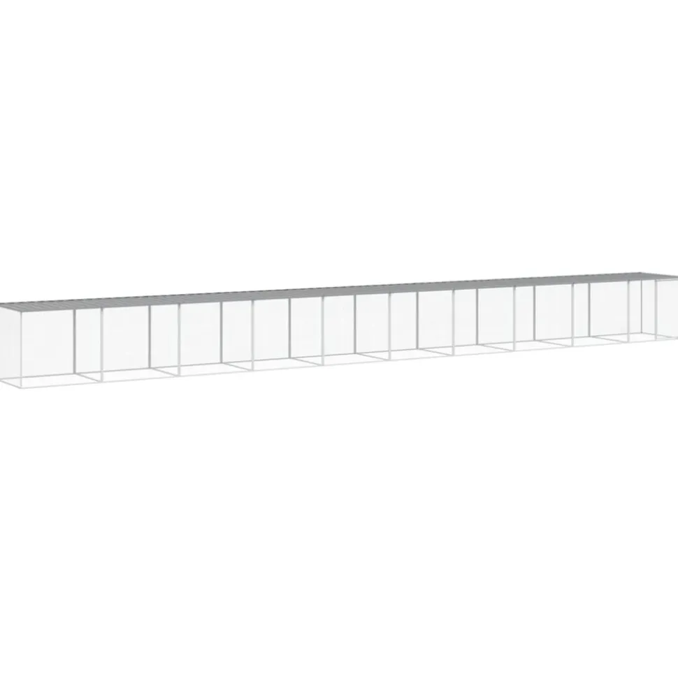 HELLOSHOP26 - Poulailler enclos cage poules avec toit clair 1003 x 98 x 90 cm acier galvanisé gris