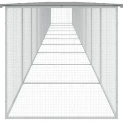 HELLOSHOP26 - Poulailler enclos cage poules avec toit clair 1003 x 98 x 90 cm acier galvanisé gris