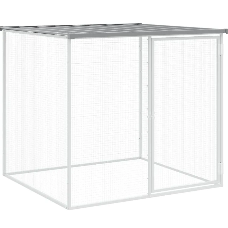HELLOSHOP26 - Poulailler enclos cage poules avec toit clair 1003 x 98 x 90 cm acier galvanisé gris