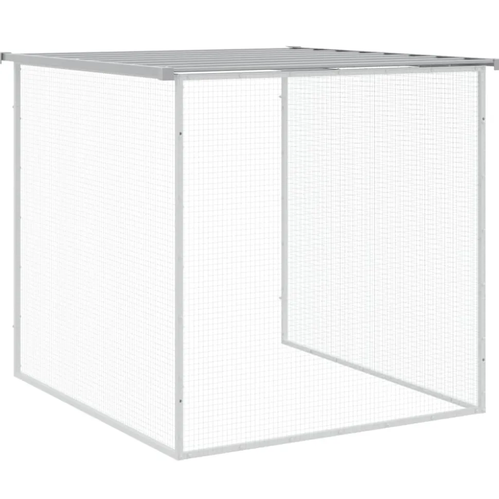 HELLOSHOP26 - Poulailler enclos cage poules avec toit clair 1003 x 98 x 90 cm acier galvanisé gris