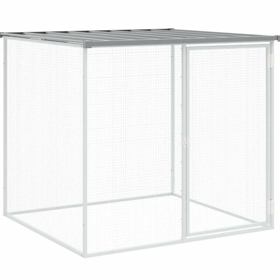 HELLOSHOP26 - Poulailler enclos cage poules avec toit clair 103 x 98 x 90 cm acier galvanisé gris