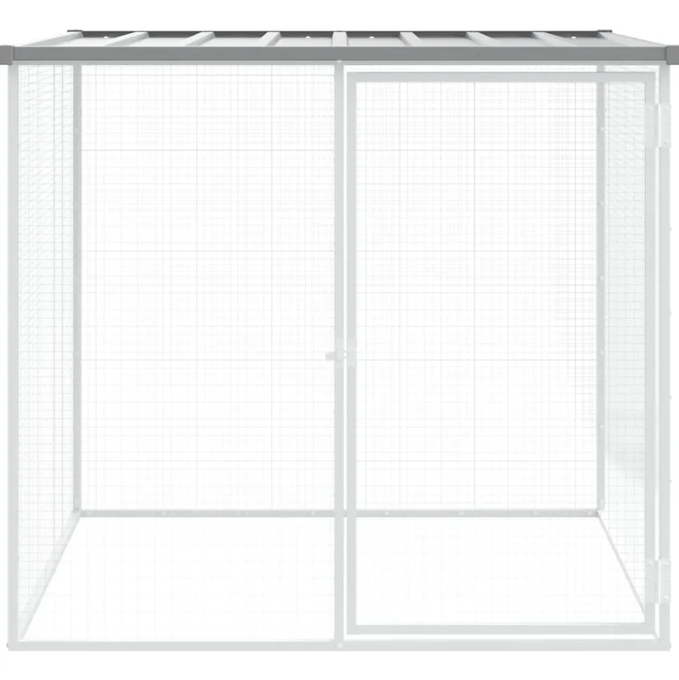 HELLOSHOP26 - Poulailler enclos cage poules avec toit clair 103 x 98 x 90 cm acier galvanisé gris