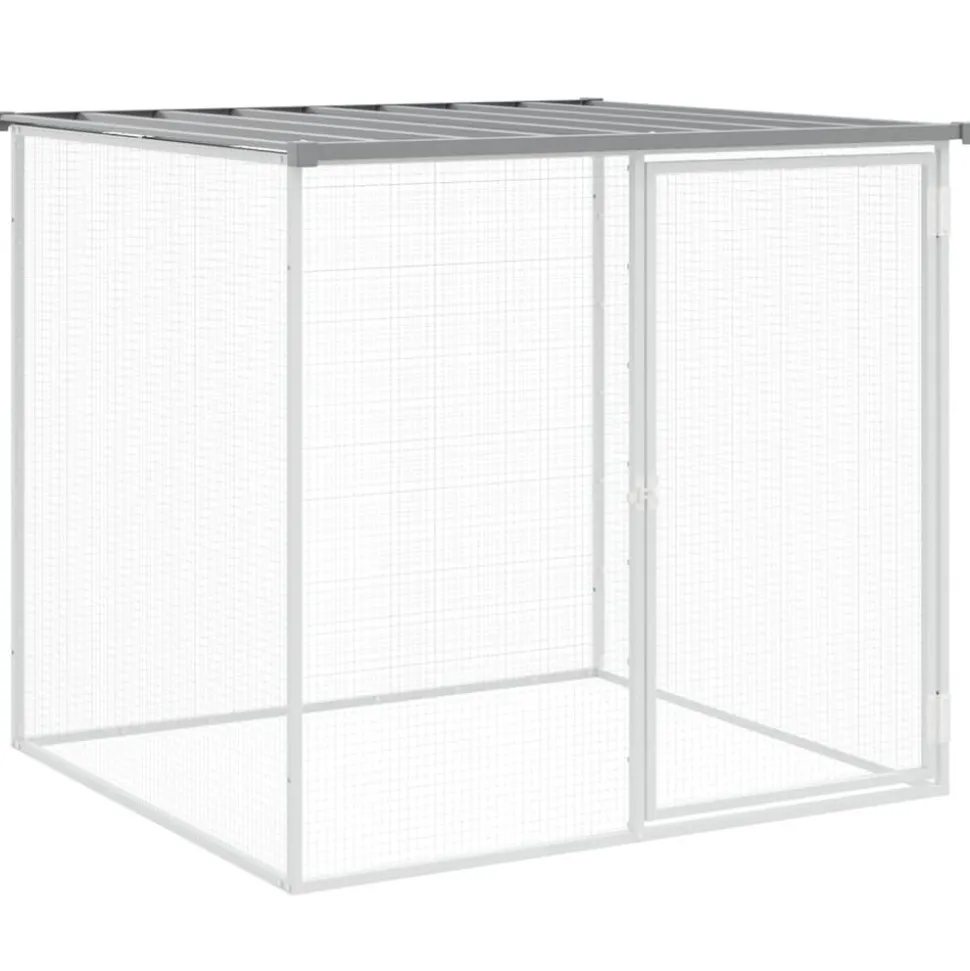 HELLOSHOP26 - Poulailler enclos cage poules avec toit clair 803 x 98 x 90 cm acier galvanisé gris