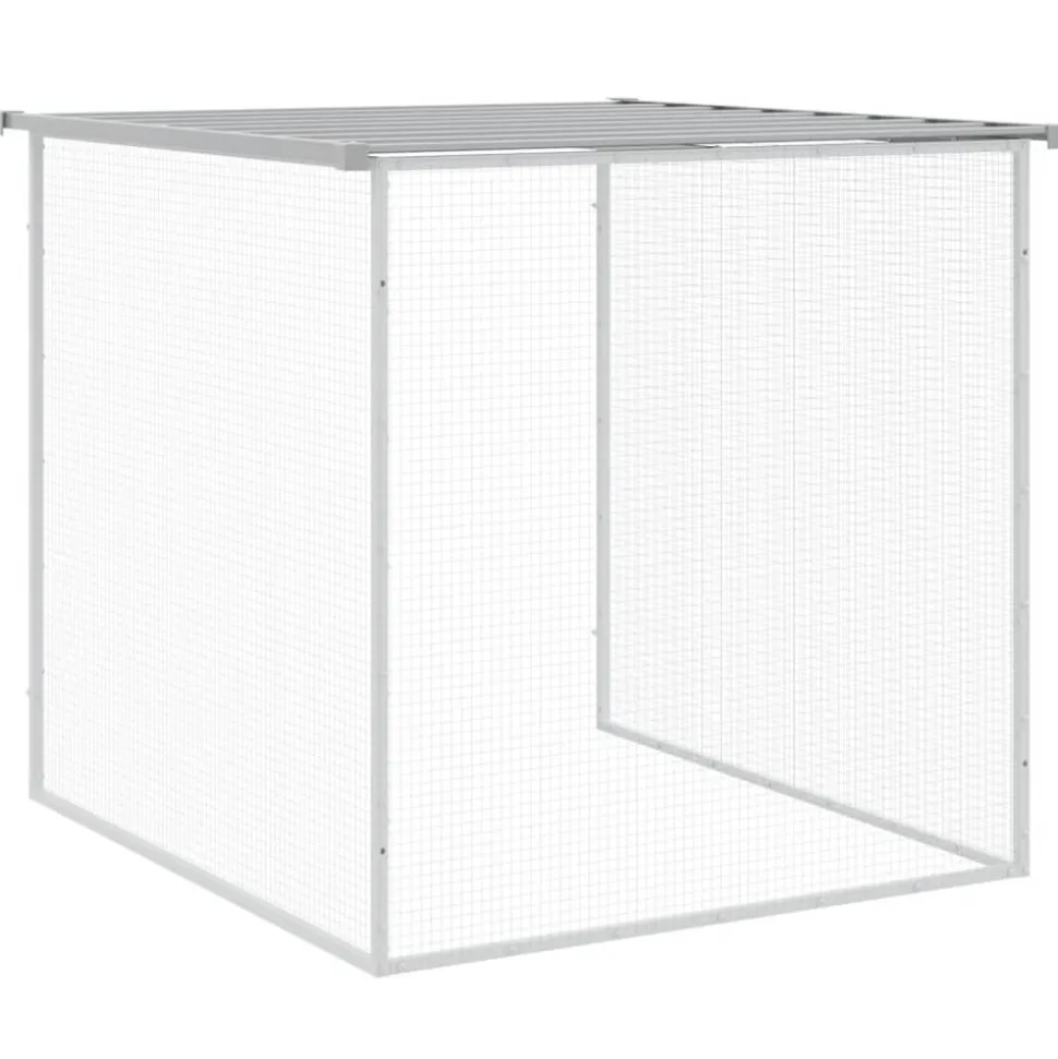 HELLOSHOP26 - Poulailler enclos cage poules avec toit clair 803 x 98 x 90 cm acier galvanisé gris