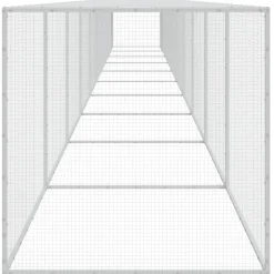 HELLOSHOP26 - Poulailler enclos cage poules avec toit clair 1003 x 98 x 90 cm acier galvanisé gris
