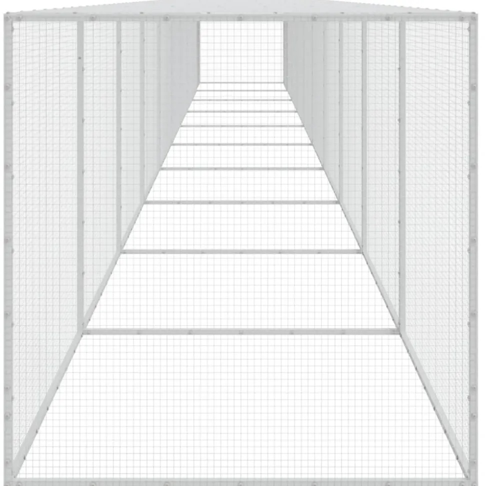 HELLOSHOP26 - Poulailler enclos cage poules avec toit clair 1003 x 98 x 90 cm acier galvanisé gris