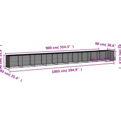 HELLOSHOP26 - Poulailler enclos cage poules avec toit clair 1003 x 98 x 90 cm acier galvanisé gris