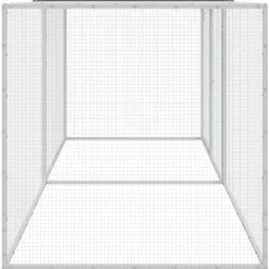 HELLOSHOP26 - Poulailler enclos cage poules avec toit clair 203 x 98 x 90 cm acier galvanisé gris