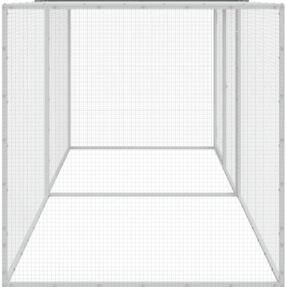 HELLOSHOP26 - Poulailler enclos cage poules avec toit clair 203 x 98 x 90 cm acier galvanisé gris