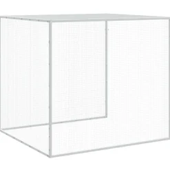 HELLOSHOP26 - Poulailler enclos cage poules avec toit clair 203 x 98 x 90 cm acier galvanisé gris
