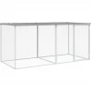 HELLOSHOP26 - Poulailler enclos cage poules avec toit clair 203 x 98 x 90 cm acier galvanisé gris
