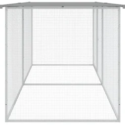 HELLOSHOP26 - Poulailler enclos cage poules avec toit clair 203 x 98 x 90 cm acier galvanisé gris