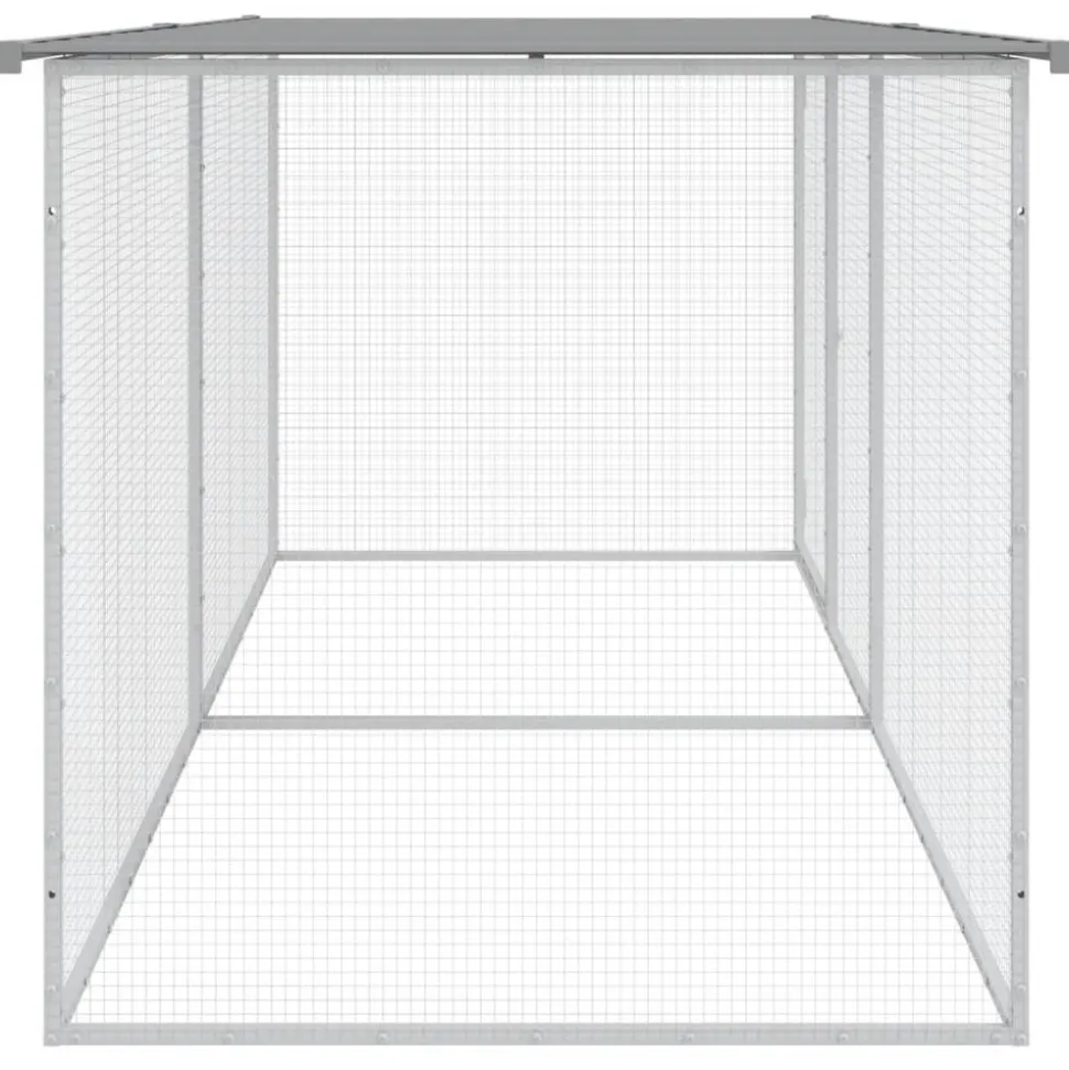 HELLOSHOP26 - Poulailler enclos cage poules avec toit clair 203 x 98 x 90 cm acier galvanisé gris