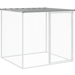 HELLOSHOP26 - Poulailler enclos cage poules avec toit clair 203 x 98 x 90 cm acier galvanisé gris