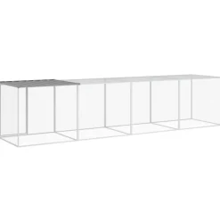 HELLOSHOP26 - Poulailler enclos cage poules avec toit clair 403 x 98 x 90 cm acier galvanisé gris