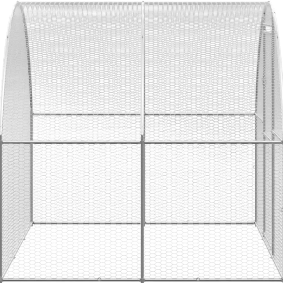HELLOSHOP26 - Poulailler enclos cage poules d'extérieur 3 x 24 x 2 m acier galvanisé argent