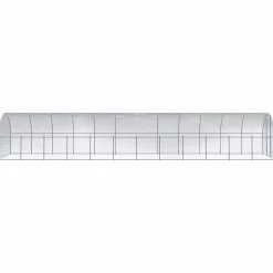 HELLOSHOP26 - Poulailler enclos cage poules d'extérieur 3 x 12 x 2 m acier galvanisé argent
