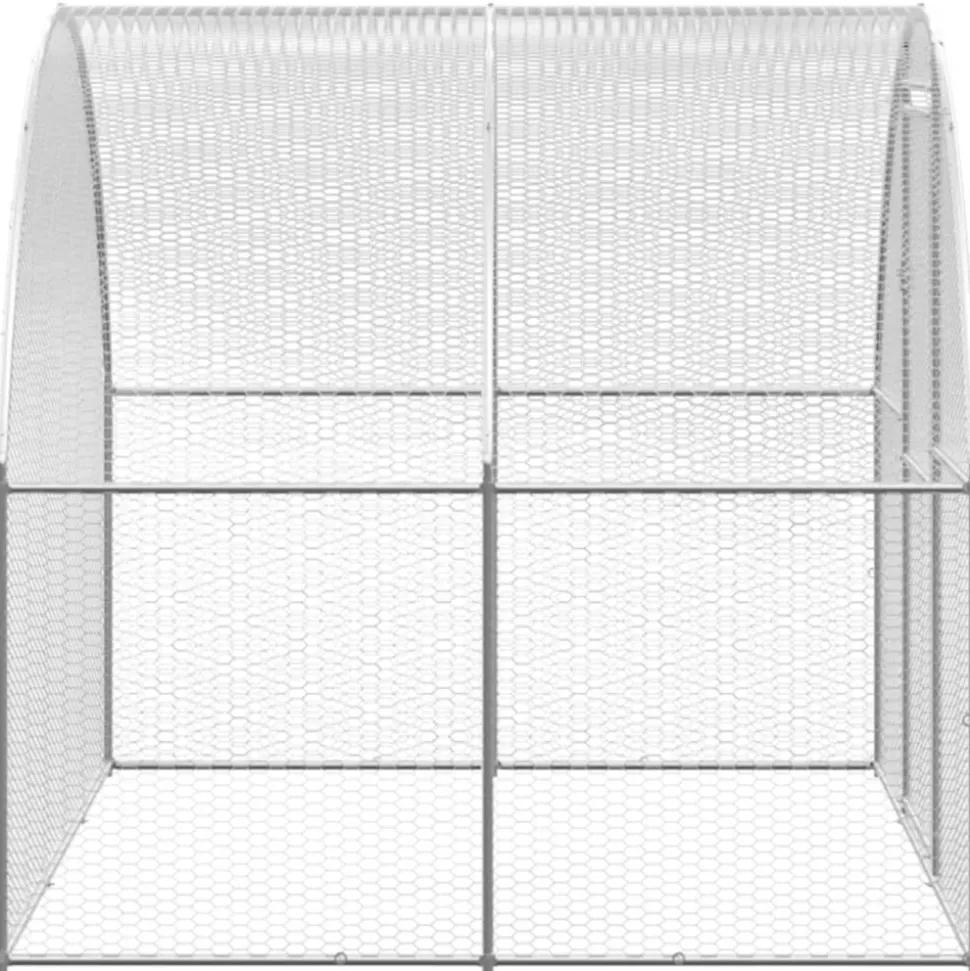 HELLOSHOP26 - Poulailler enclos cage poules d'extérieur 3 x 12 x 2 m acier galvanisé argent