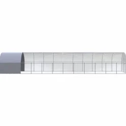 HELLOSHOP26 - Poulailler enclos cage poules d'extérieur 3 x 12 x 2 m acier galvanisé argent
