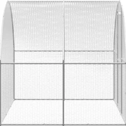 HELLOSHOP26 - Poulailler enclos cage poules d'extérieur 3 x 12 x 2 m acier galvanisé argent