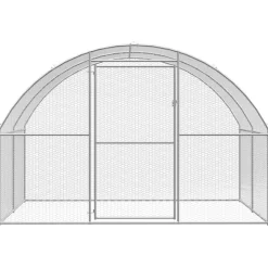 HELLOSHOP26 - Poulailler enclos cage poules d'extérieur 3 x 10 x 2 m acier galvanisé argent