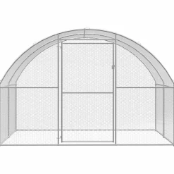 HELLOSHOP26 - Poulailler enclos cage poules d'extérieur 3 x 16 x 2 m acier galvanisé argent