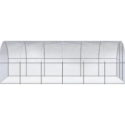 HELLOSHOP26 - Poulailler enclos cage poules d'extérieur 3 x 6 x 2 m acier galvanisé argent