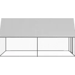 HELLOSHOP26 - Poulailler enclos cage poules d'extérieur 2 x 4 x 2 m acier galvanisé argent