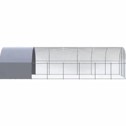 HELLOSHOP26 - Poulailler enclos cage poules d'extérieur 3 x 8 x 2 m acier galvanisé argent