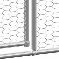 HELLOSHOP26 - Poulailler enclos cage poules d'extérieur 2 x 12 x 2 m acier galvanisé argent