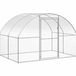 HELLOSHOP26 - Poulailler enclos cage poules d'extérieur 3 x 2 x 2 m acier galvanisé argent
