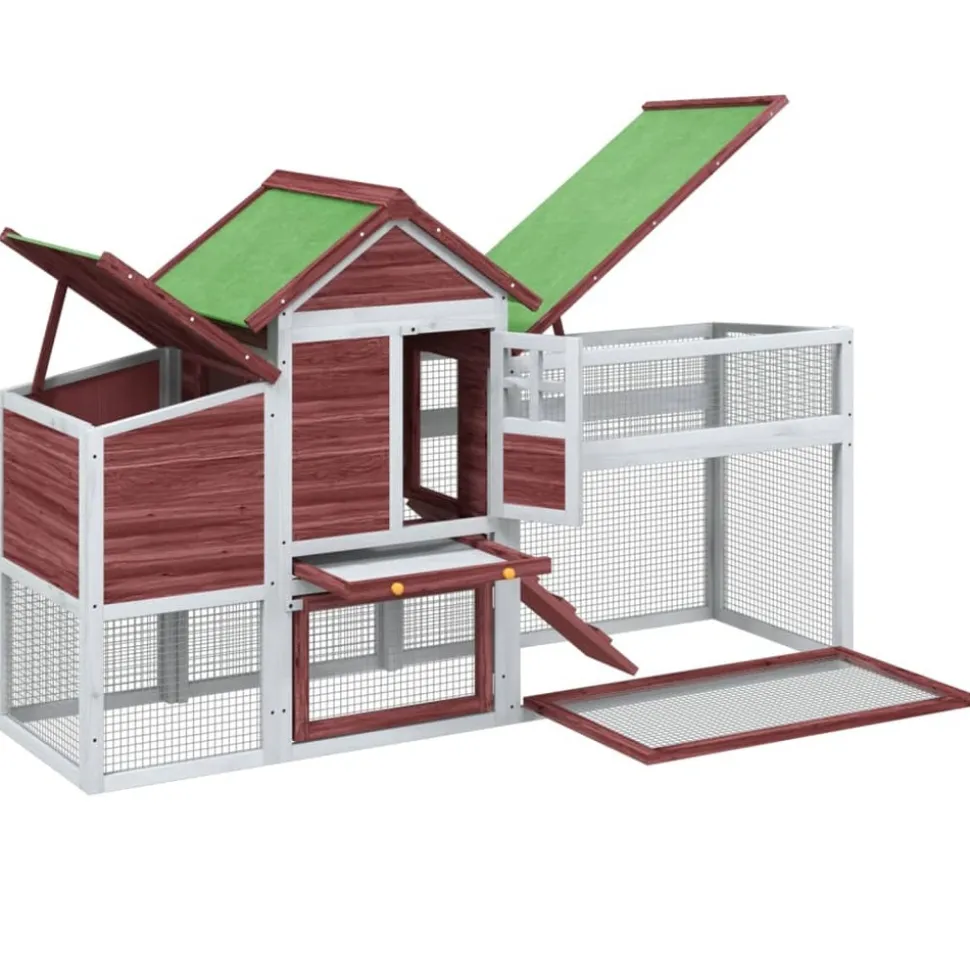 HELLOSHOP26 - Poulailler enclos cage poules moka 186,5 x 58,5 x 113 cm bois massif de pin marron