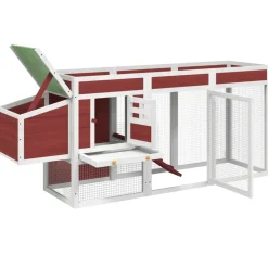 HELLOSHOP26 - Poulailler enclos cage poules moka 204 x 50 x 84 cm bois massif de pin marron