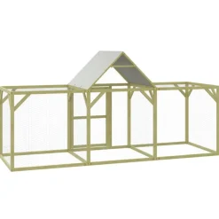 HELLOSHOP26 - Poulailler enclos cage poules 300 x 100 x 150 cm bois de pin massif imprégné marron