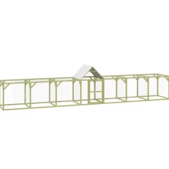 HELLOSHOP26 - Poulailler enclos cage poules 700 x 100 x 150 cm bois de pin massif imprégné marron