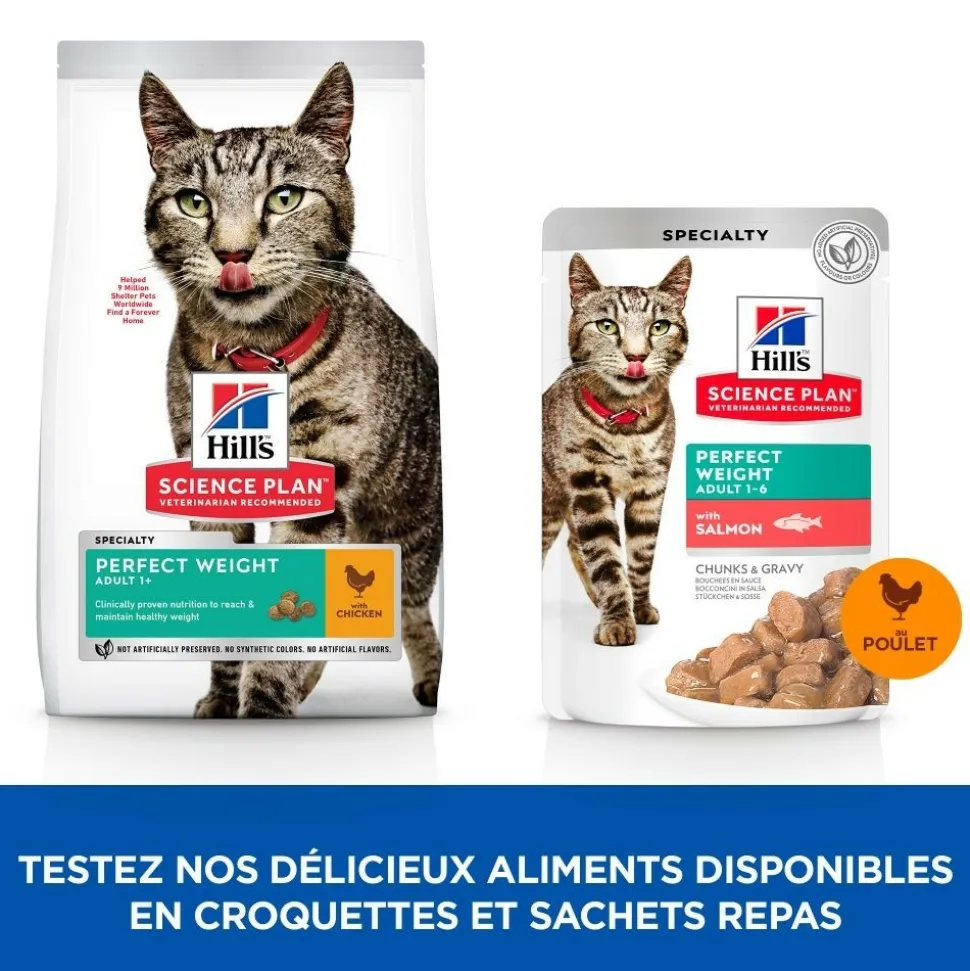 HILL'S - Croquettes chat science plan adult perfect weigh - hill's 1,5 kg