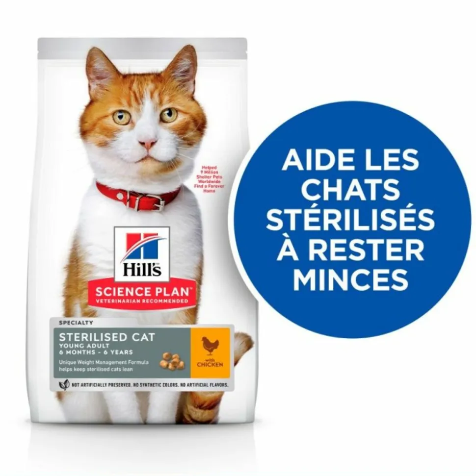HILL'S - Croquettes chat science plan sterilised young adult poulet - hill's 1,5 kg