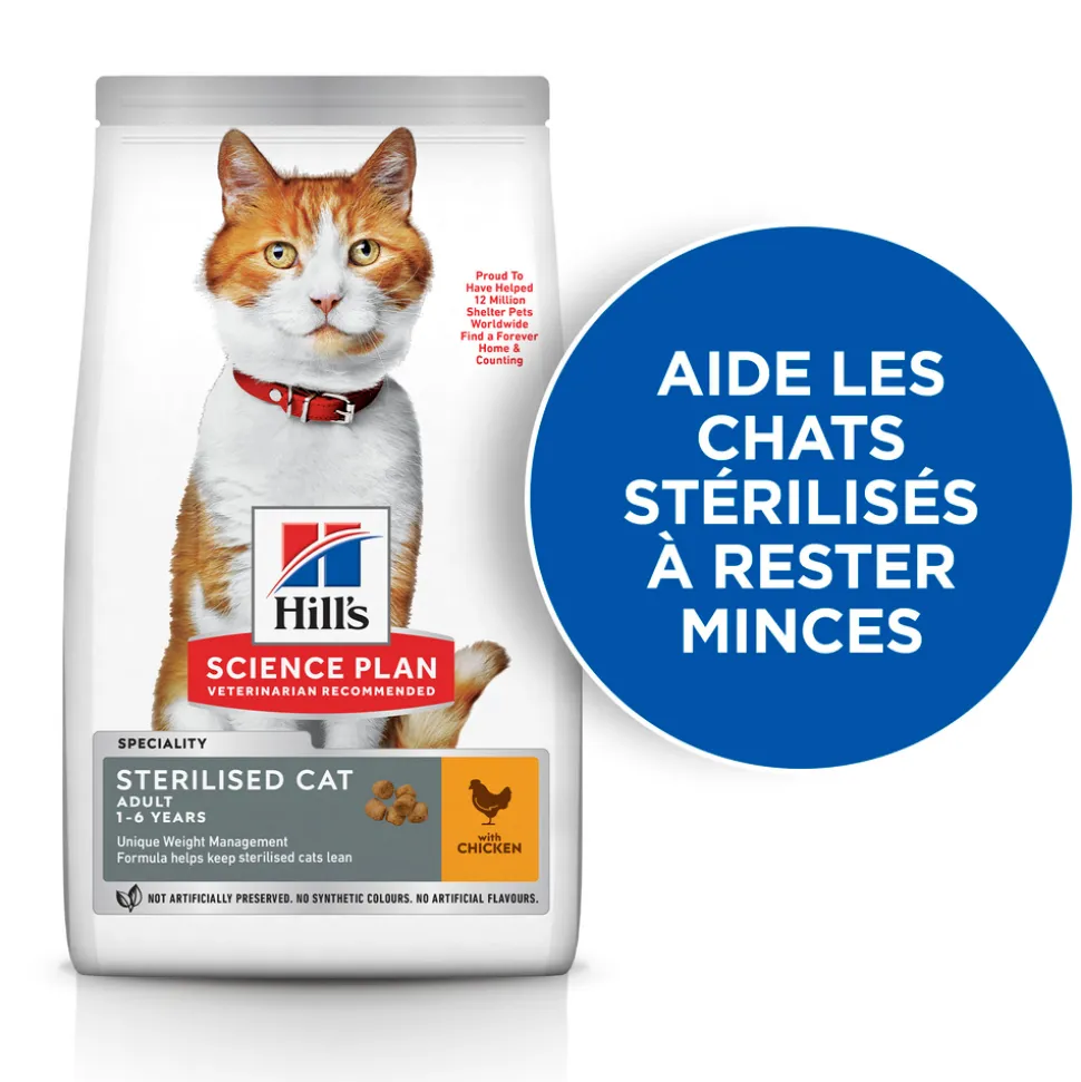 HILL'S - Croquettes pour chat adulte stérilisé, au poulet - 3kg